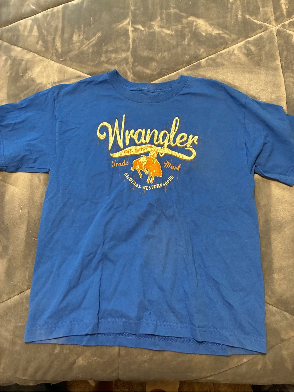 Boys Wrangler Bright Blue Tee with Yellow Logo
